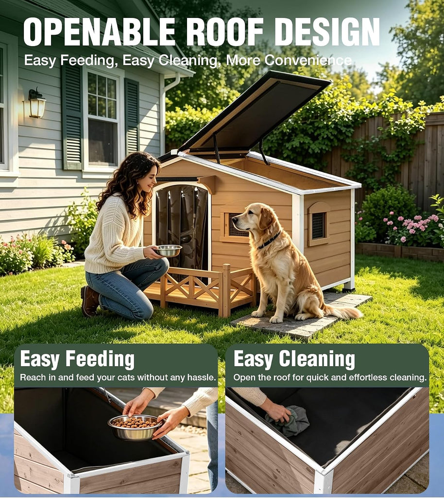 Dog House Outdor with Reinforced Iron Frame and Front Porch