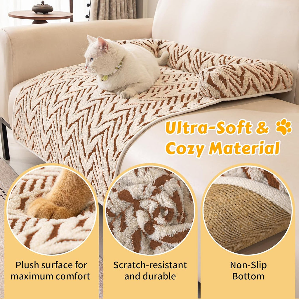 Calming Dog Bed Mats with Neck & Head Support, 35.43 x31.5 inch Khaki