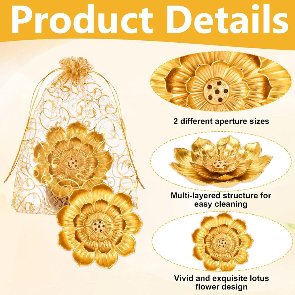 Set Lotus Incense Holder with Golden Lotus Accents for Diwali Return Gifts(3.15 in), Indian Pooja Return Gifts - Set of 12