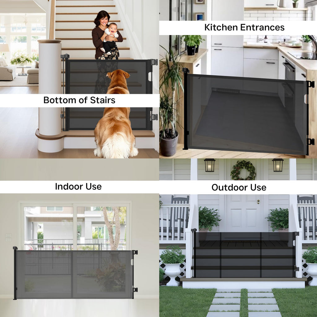 236 Inch Extra Wide Retractable Baby Gate,Mesh Baby Gate or Mesh Dog Gate,34" Tall,Child Safety Gate for Doorways