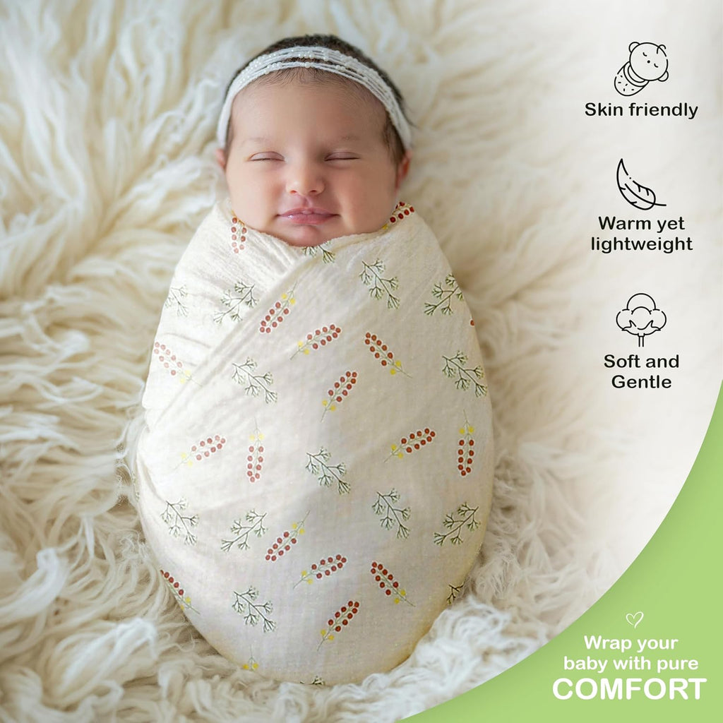 100% Organic Cotton 3 PK Baby Muslin Blanket Girl Gift 38x40 Inch