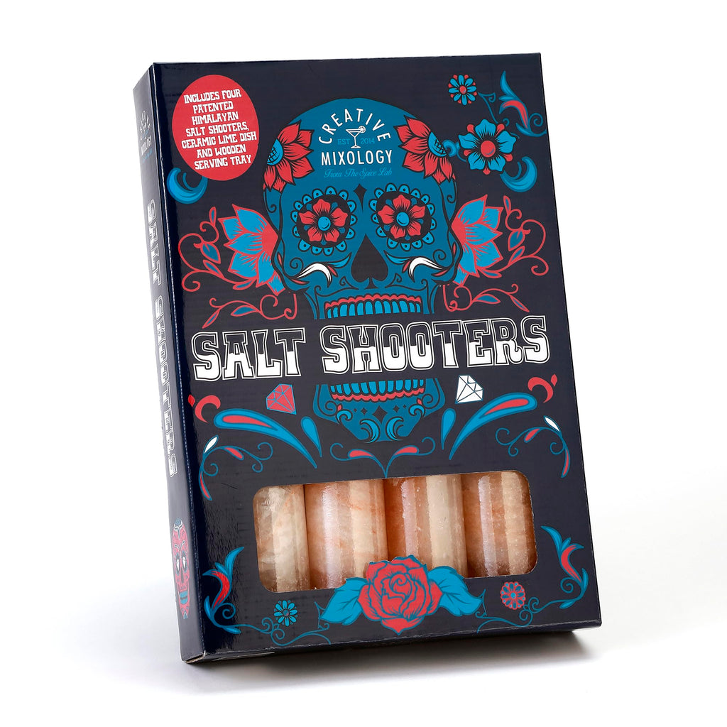 Pink Himalayan Salt Tequila Shot Glasses, 4 Pack with Tray