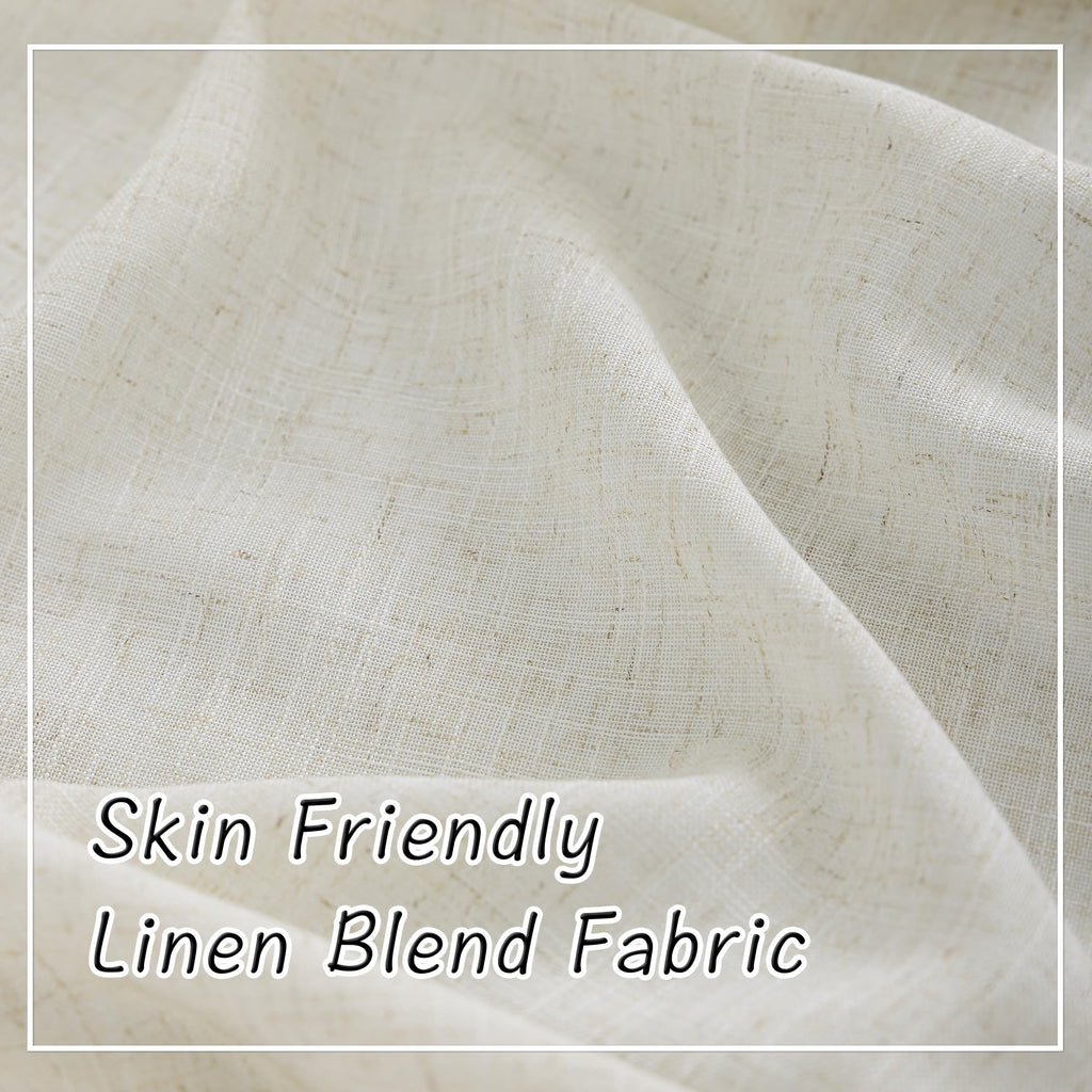 Natural Linen 144 Inch Length Curtains for Tall Floor Ceiling Villa Living Room -Cream Ivory Bak Tab Hooks Pleated