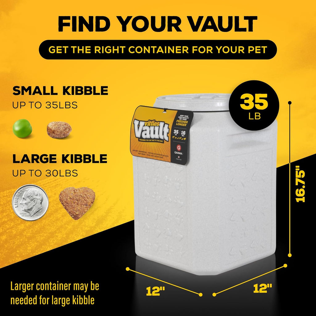 Vittles Vault Airtight Pet Food Storage Container + Scoop, Fits Up to 35lbs
