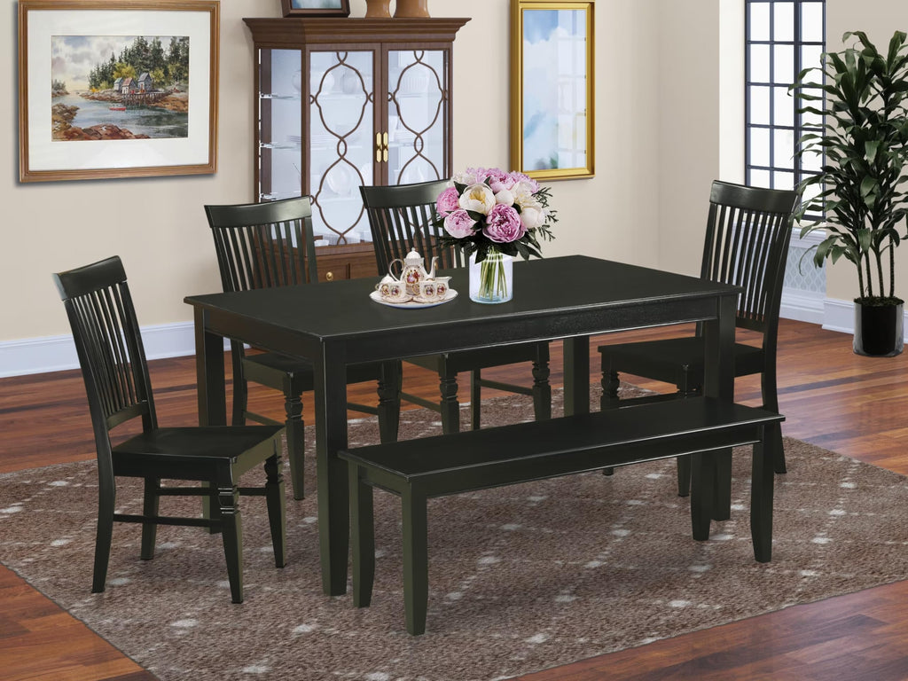 West Furniture 6 Piece Dining Set Contains a Rectangle Dining Room Table and 4 Kitchen Chairs with a
