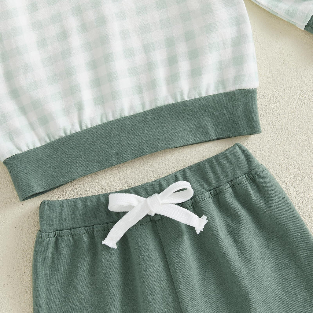 Big Brother Outfit Baby Boy Fall Clothes 2Pcs Toddler Top and Pants Sets (Lapel Neck Green, )