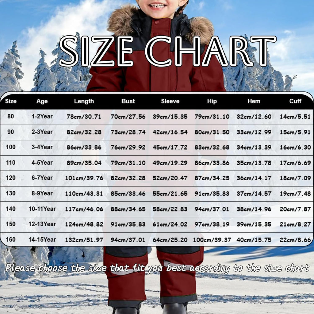 Snow Suit for Kids Boys Girls One Piece Snowsuit Girls and Boys Waterproof Insulated Winter Jumpsuit Coveralls