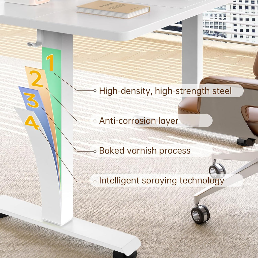 55 Inch Large Electric Standing Desk,Sit to Stand Up, Heights Adjustable, Work Home Office Computer Table for Study