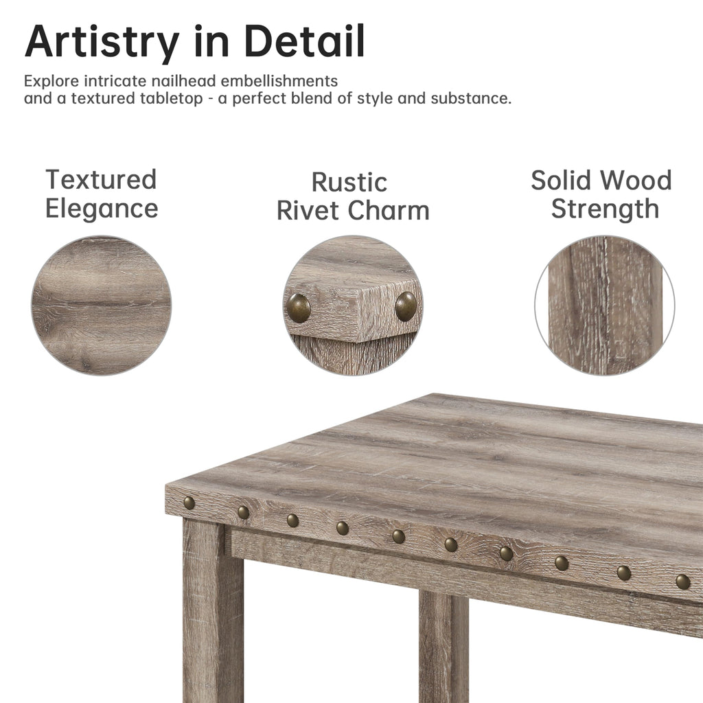 Dining Table Set for 6, Farmhouse Wooden Table & Upholstered Bench & 4 Dining Chairs, Kitchen Dining Set with