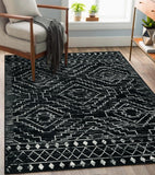 Wonnitar Moroccan Washable Rug 4x6, Black Boho Living Room Area Rug