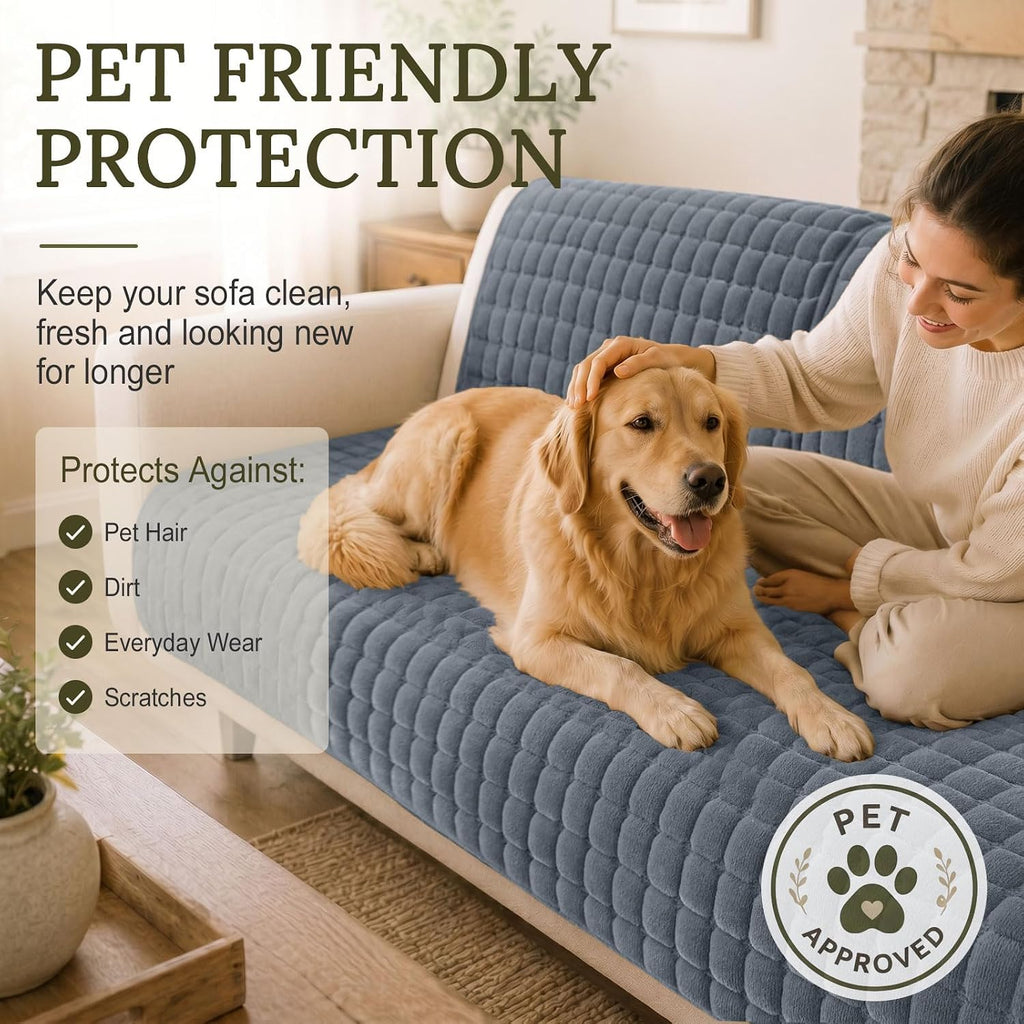 Velvet Couch Cover for Dogs, Non Slip Soft Sofa Protector for Pets