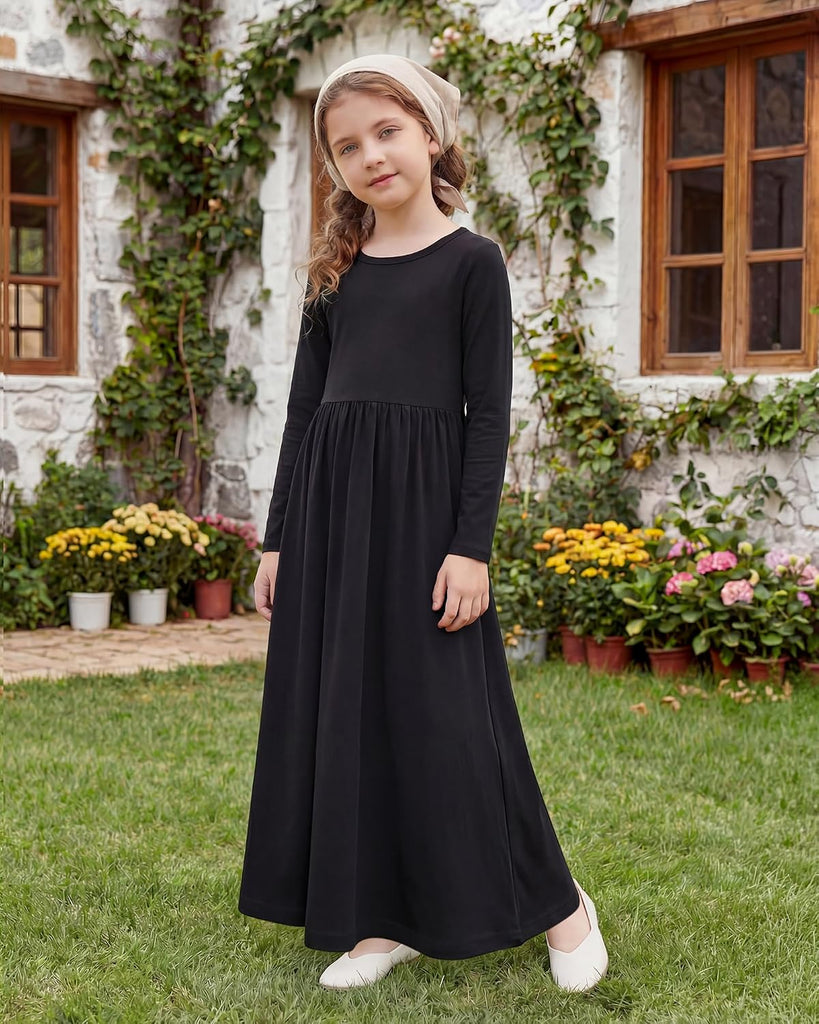 Girls Long Sleeve Maxi Dress with Pockets