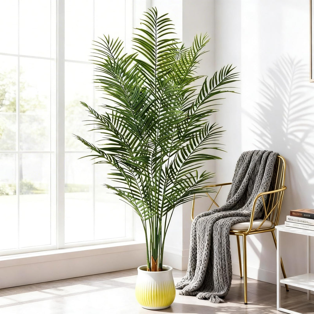 6.5ft Artificial Palm Tree Outdoor, Large Fake Tropical Areca Palm with 18 Trunks, Tall Faux Floor Plants for Indoor