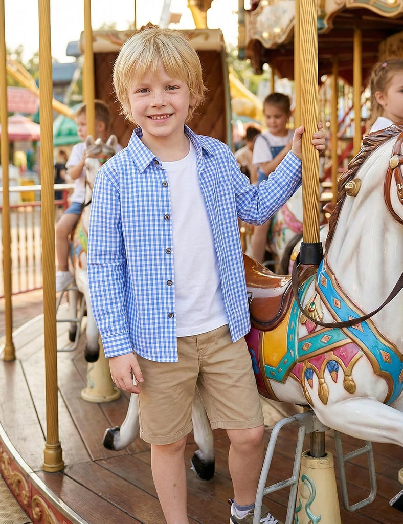 Boy's Plaid Long Sleeve Button Down Shirt
