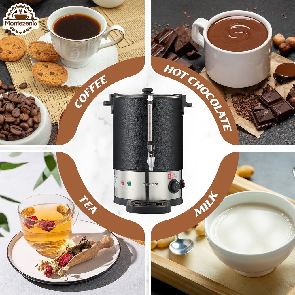 100 Cup Commercial Coffee Urn with Temp Control, Extra Large Coffee Maker | 1500W Double Insulated 304 Stainless