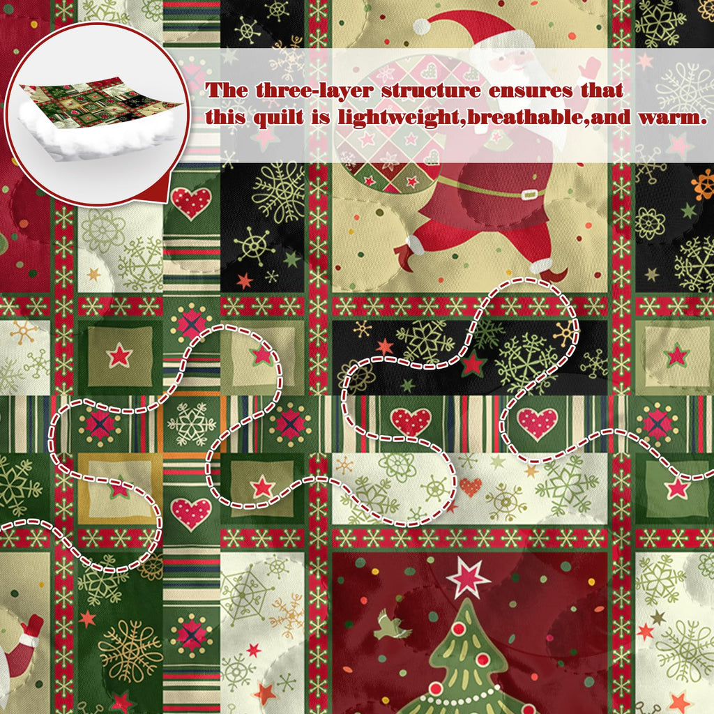 Christmas Quilt Green Red Plaid Comforter Set Full/Queen