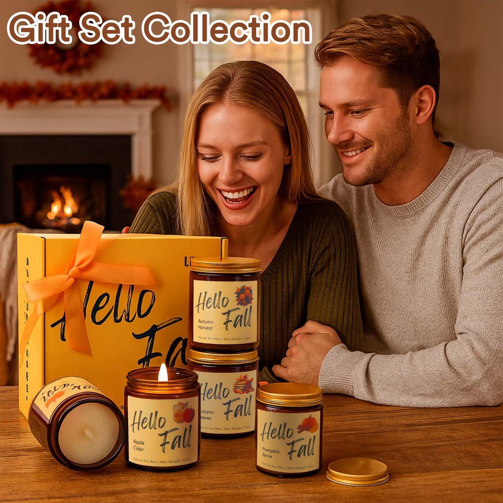 Fall Candles, Fall Decorations - Fall Gifts for Women, Natural Soy Wax Scented Candles Set(4pcs)