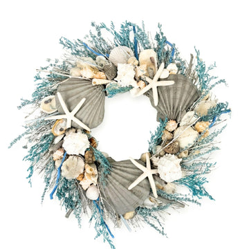 Coastal Seashells Natural La Jolla Wreath (La Jolla Blue)