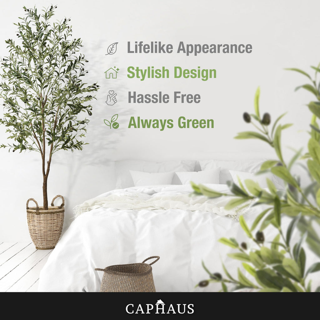7FT Artificial Olive Tree Potted, UV Resistant Indoor Faux Plant - Realistic Decor, Housewarming Gift (84 Inch)