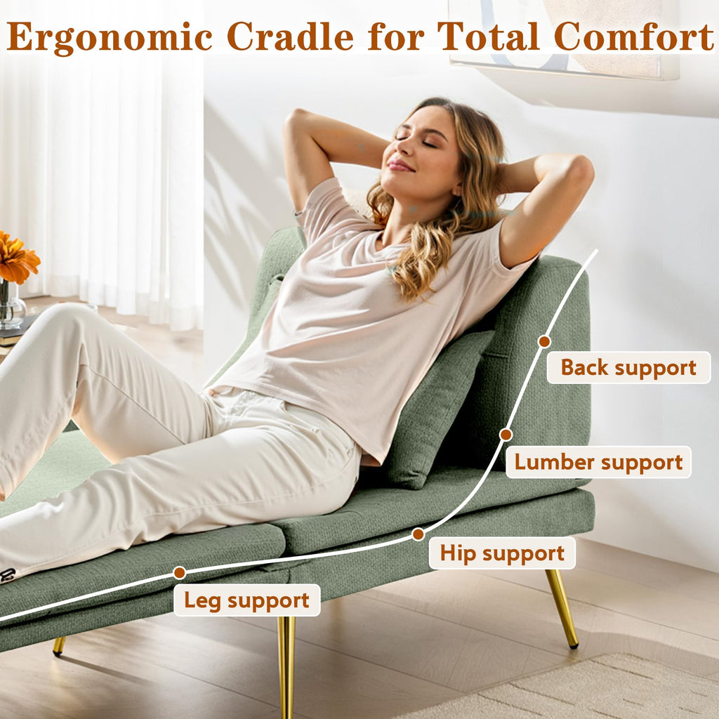 Futon Chair, 3-in-1 Chair Sleeper Bed for Adults with Back Support