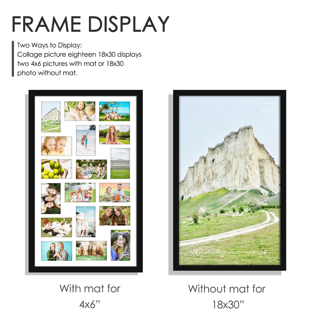 18x30 Collage Frame For 18 4x6 Photos Black