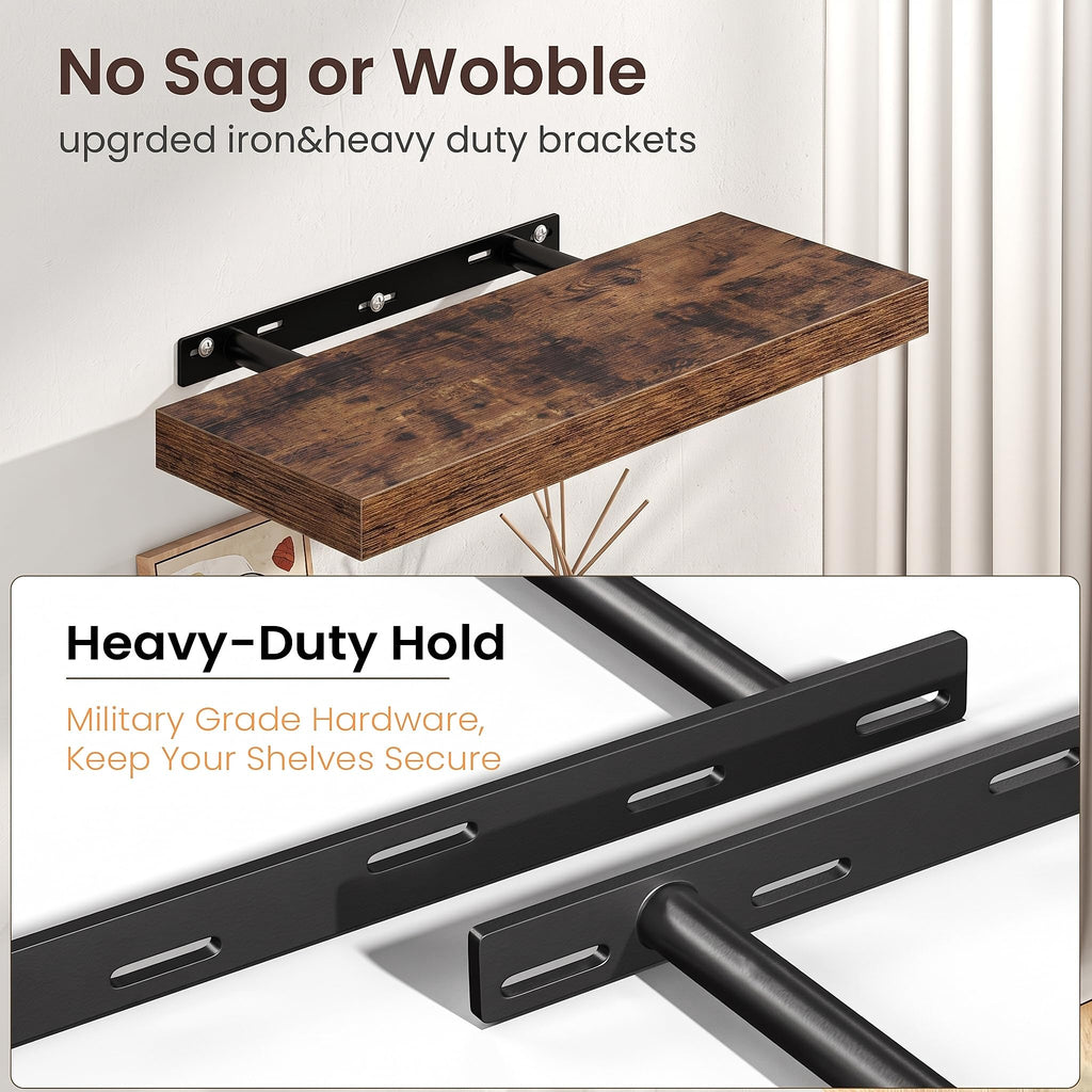 55 Inch Floating Shelves for Wall, 9.3"D Wood Gra, Set of 2