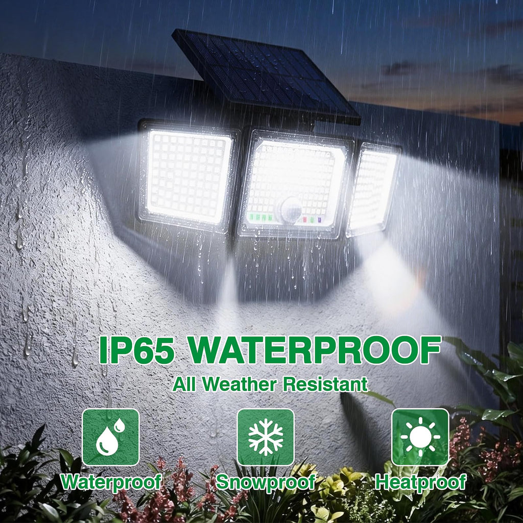 Solar Outdoor Lights Motion Sensor, 286 LED Security Flood Lights with Visual Battery & Mode Display, 3
