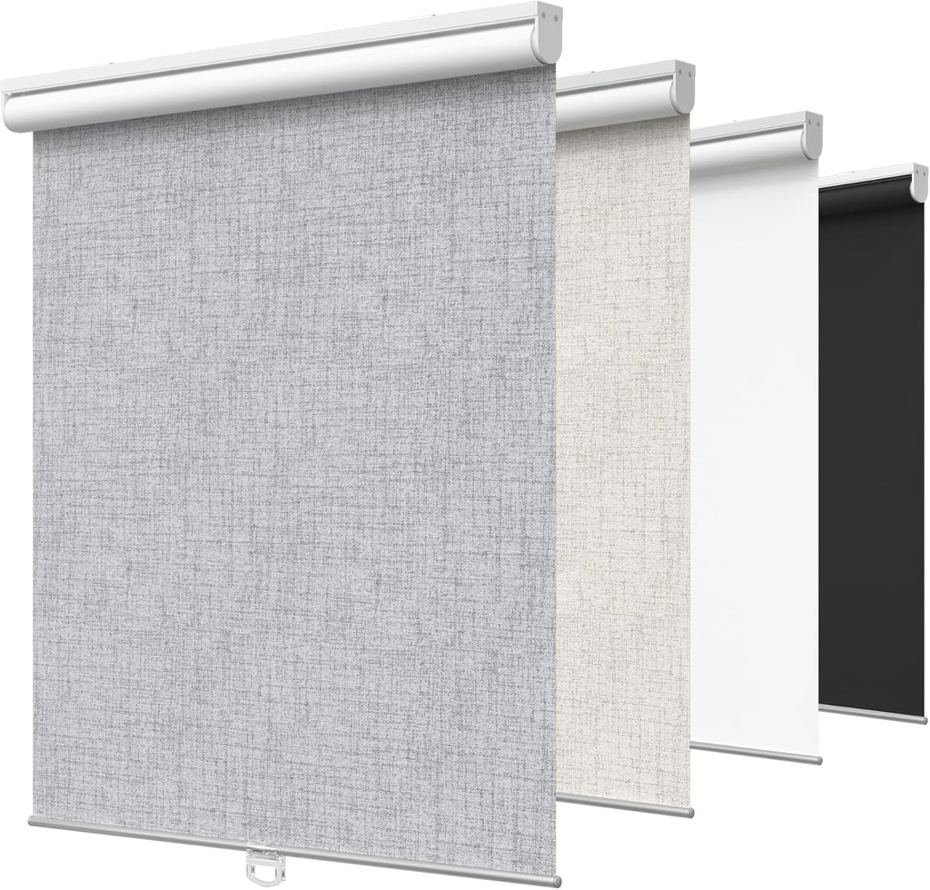 100% Blackout Roller Window Shades, Window Blinds Cordless with Thermal Insulated, UV Protection Fabric, Mini French