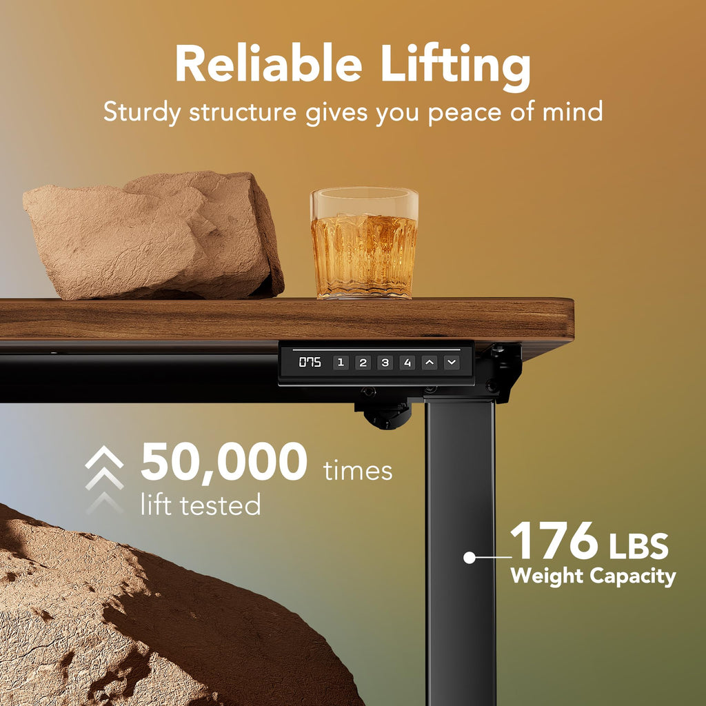 48x24 Inch Electric Standing Desk, Height Adjustable, Walnut