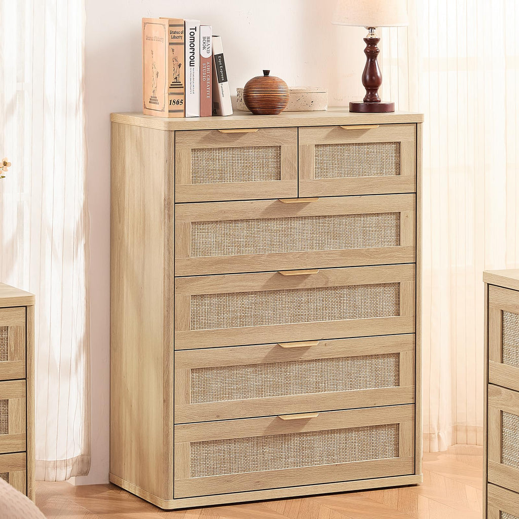 Rattan Dresser Set 2, 41" Tall Chest of Drawers