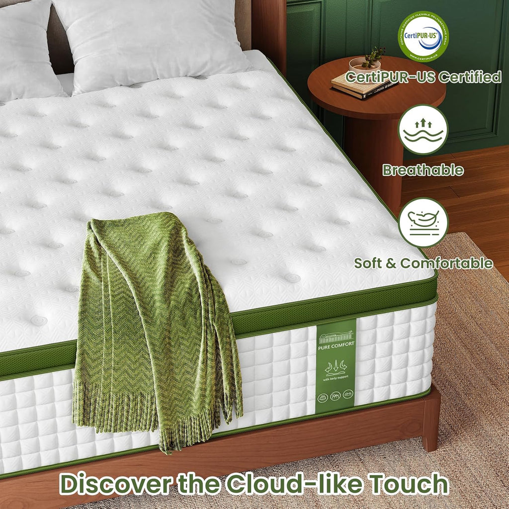 Medium Firm Cal King Mattress 13 Inch, Hotel Collection Hybrid Mattresses -Targeted Lumbar & Shoulder Support for