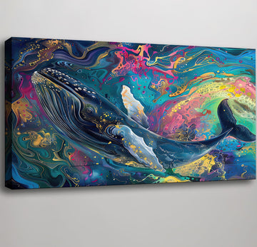 Colorful Ocean Whale Canvas Wall Art 20"x40"
