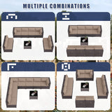 9 Pieces Patio Furniture Set, Rattan Wicker Outdoor Conversation Sets w/4 Inch Cushion and Glass Coffee
