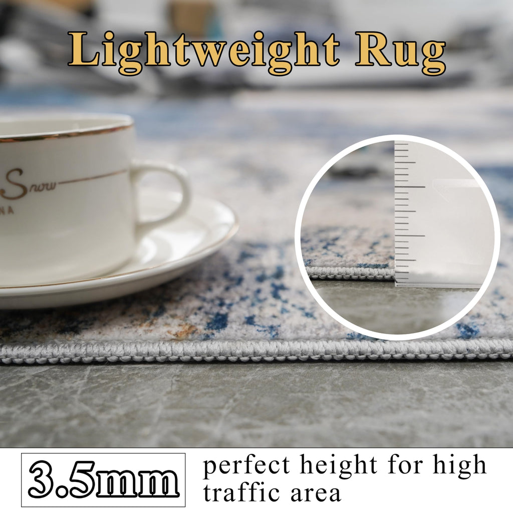 3x10 Runner Rug : Non-Slip Washable Kitchen Runner Coastal Wide Throw Carpet Entryway Bathroom - Soft Low Pile Thin