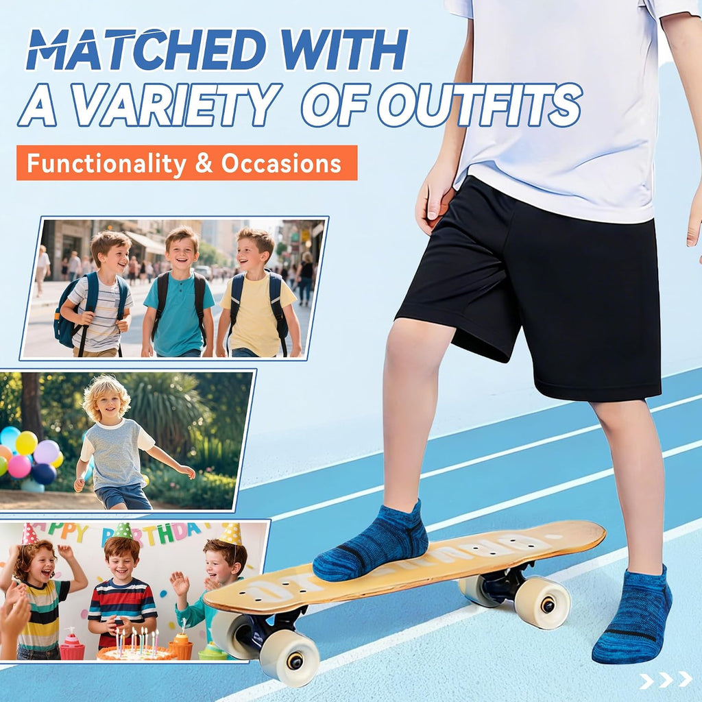 Kids Boys Ankle Socks Low Cut Athletic Cotton Sport Socks For Little Boys 6 Pairs