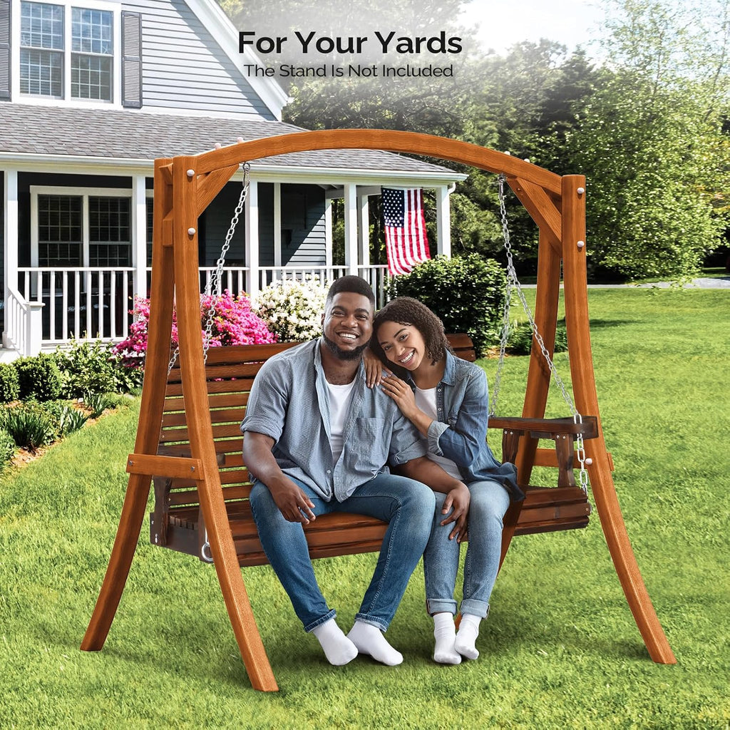 XL 4 FT Pro Wooden Porch Swing with Cup Holders, 880 LBS, Rustic | Heavy-Duty Wood Frame; 880-Lb Capacity; Cup