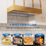 36 Inch Stainless Steel Range Hood Insert 610 CFM 4 Speed LED Lights Dishwasher-Safe Baffle Filters