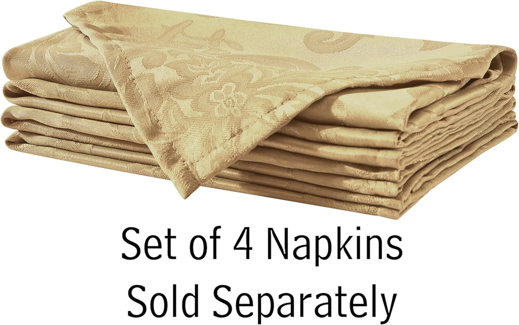 Barcelona Damask Fabric Tablecloth, 60 x 120 Inch Rectangle, Gold - No Iron, Soil Resistant Table Co
