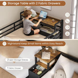 Triple Bunk Bed for Kids with Storage Drawers and Charging Station Twin Over Twin Metal Bunk Bed with Storage Shelves