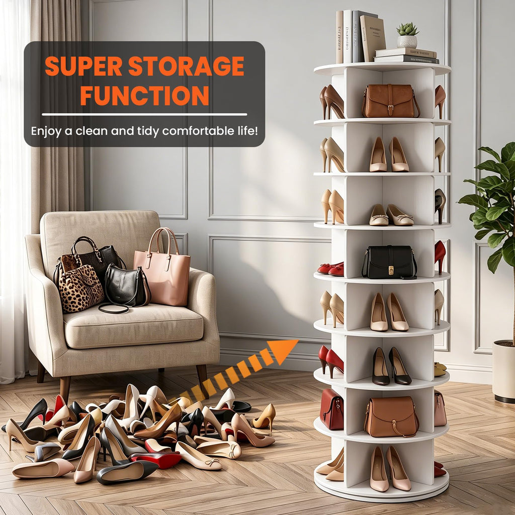 8 Tier Rotating Shoe Rack 360°Rotating Shoe Rack Tower