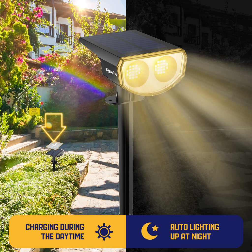 Solar Spot Lights Outdoor, IP67 Waterproof 38 LED Solar Powered Landscape Spotlights for Yard, Garden, Driveway