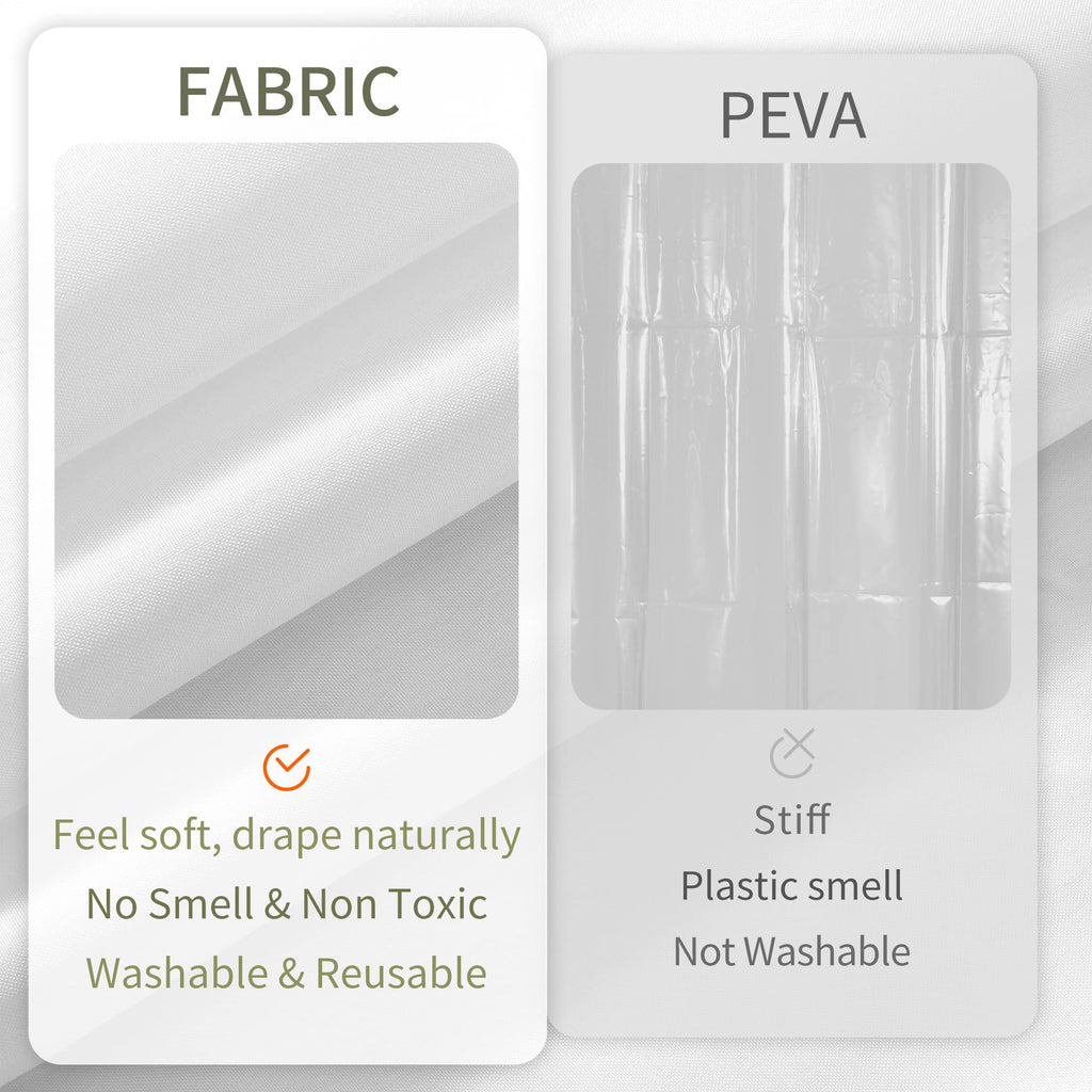 Extra Long Waterproof Fabric Shower Curtain Liner White 72x84