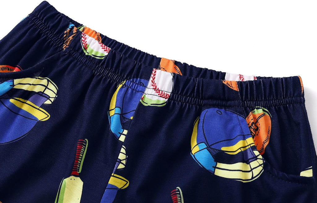 Boys Comfy Raglan Pajama Set Fun Print Tee & Shorts
