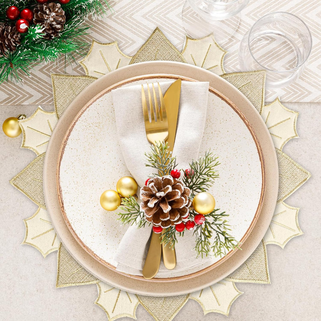 Christmas Placemats Set of 6 Christmas Decorations Indoor Round Placemats for Winter Holiday Party Kitchen Dinning