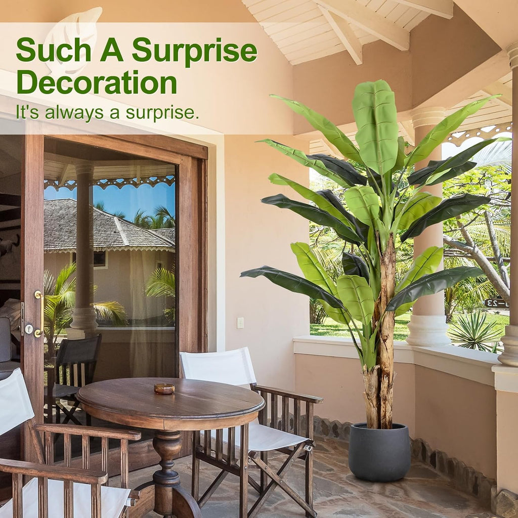 8.5ft Extra Tall Artificial Banana Tree, Fake Banana Leaf Plant with 26 Faux Banana Leaves, Perfect Indoor Outdoor