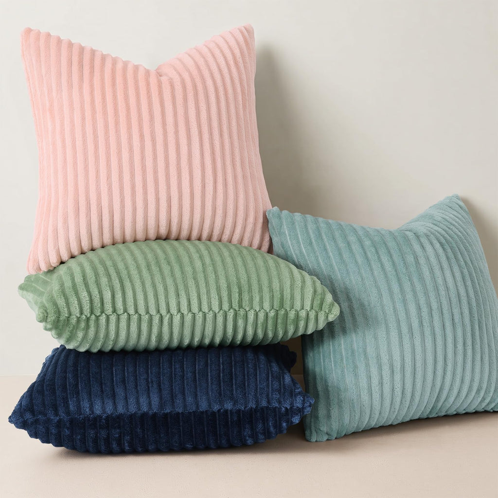 Fall Soft Blue Flannel Throw Pillow Covers 12X20 Set of 2