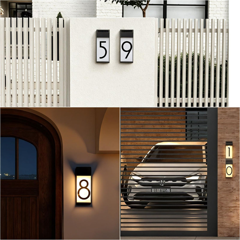 Solar Lighted House Number 7, Warm Frosted Glass Glow for Curb Appeal