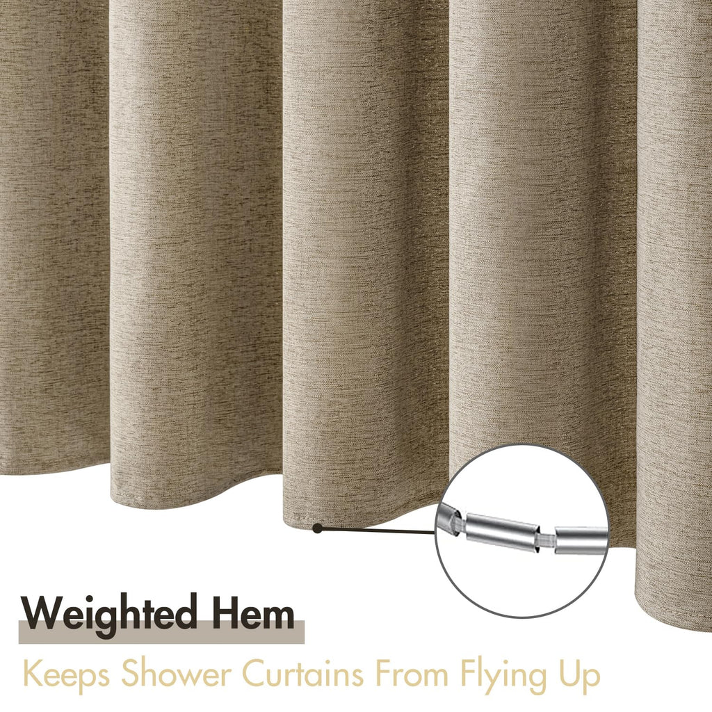 72 x 84 Extra Long Linen Khaki 12 Metal Hooks