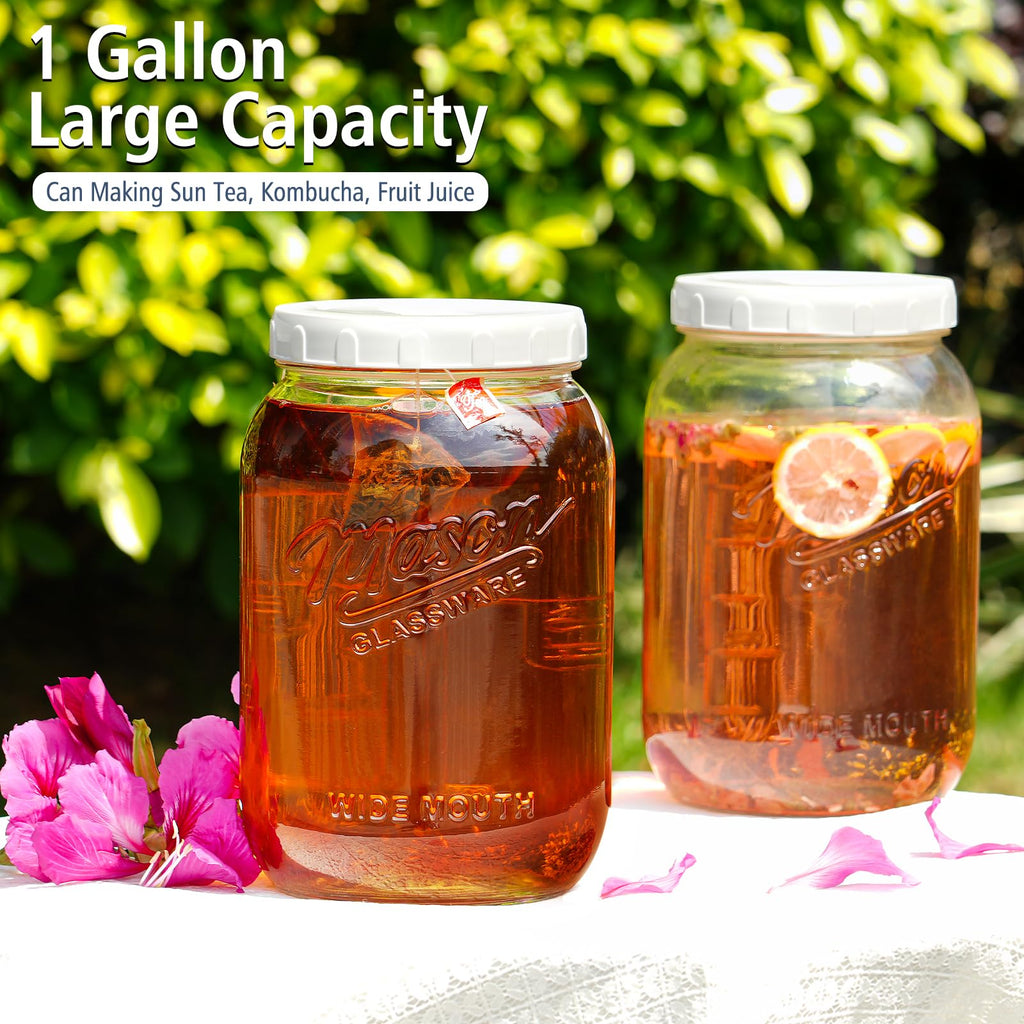 1 Gallon Large Mason Jars with Lid, Glass Flour Storage Containers, 128 OZ