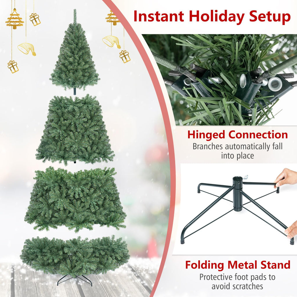8ft Pre-Lit Artificial Christmas Tree with 11 Light-Modes